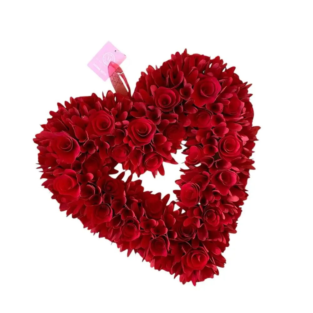 Martha Stewart Red Wood Curl Heart Wreath 20in Valentines Day Decor XO Love NEW